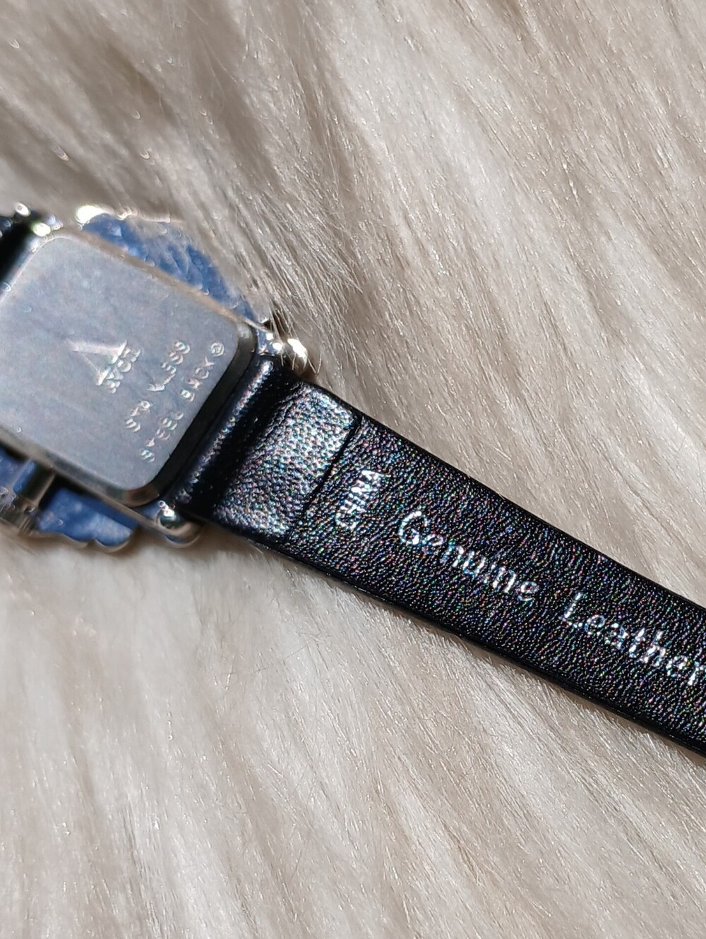 Vintage Avon Marcasite Watch 90s 1990s Fashion Wrist Jewelry Black Leather Stone - Picture 5 of 8